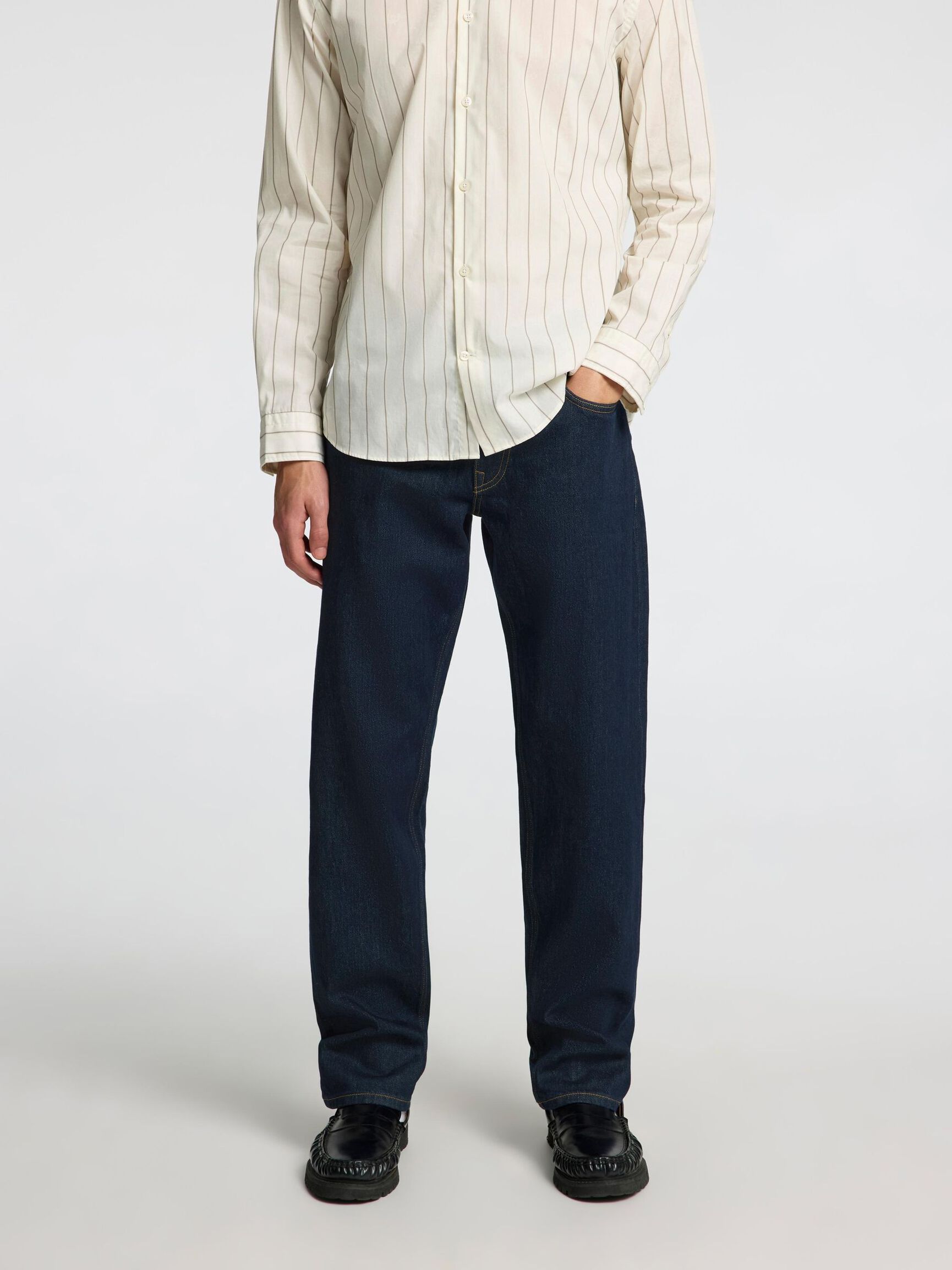 196 STRAIGHT FIT JEANS, Dark Blue Denim, highres