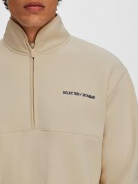 HALF-ZIP PULLOVER, Oatmeal, highres