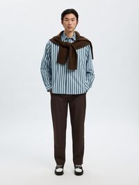 RELAXED FIT STRIPED SHIRT, Dark Green, highres