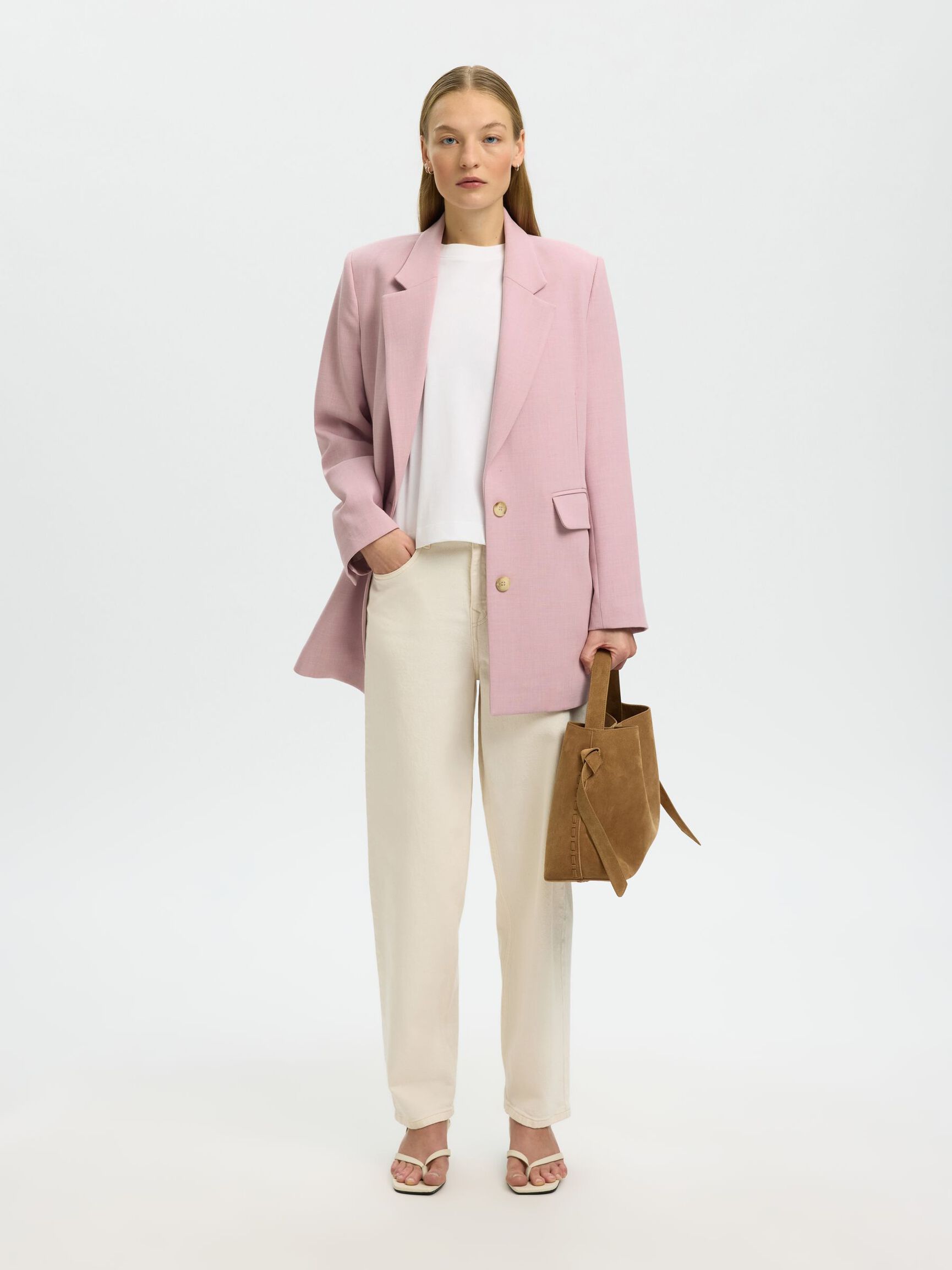 RELAXED FIT BLAZER, Bleached Mauve, highres