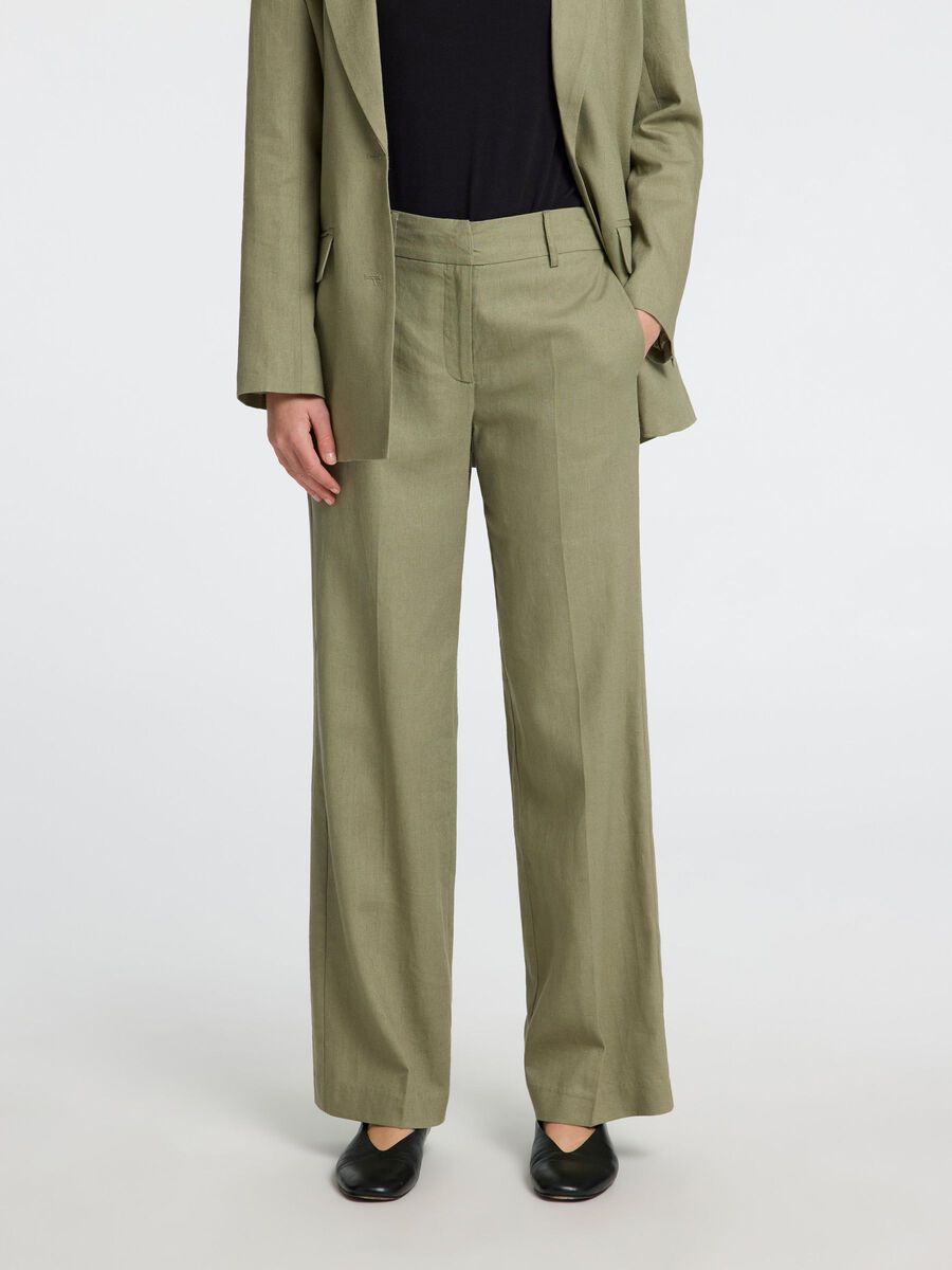 Selected TAILORED WIDE-LEG TROUSERS, Vetiver, highres - 16096243_Vetiver_003.jpg