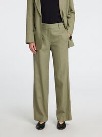TAILORED WIDE-LEG TROUSERS, Vetiver, highres