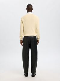 STRAIGHT FIT LEATHER TROUSERS, Black, highres