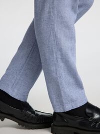 SLIM TAPERED LINEN BLEND TROUSERS, Cashmere Blue, highres