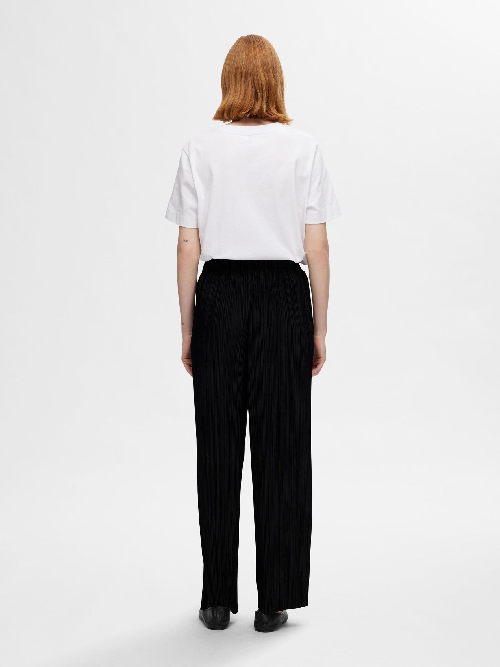 HIGH WAISTED PLISSE TROUSERS, Black, highres