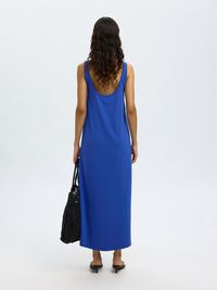 ÄRMELLOSES BAUMWOLLMIX MAXIKLEID, Dazzling Blue, highres
