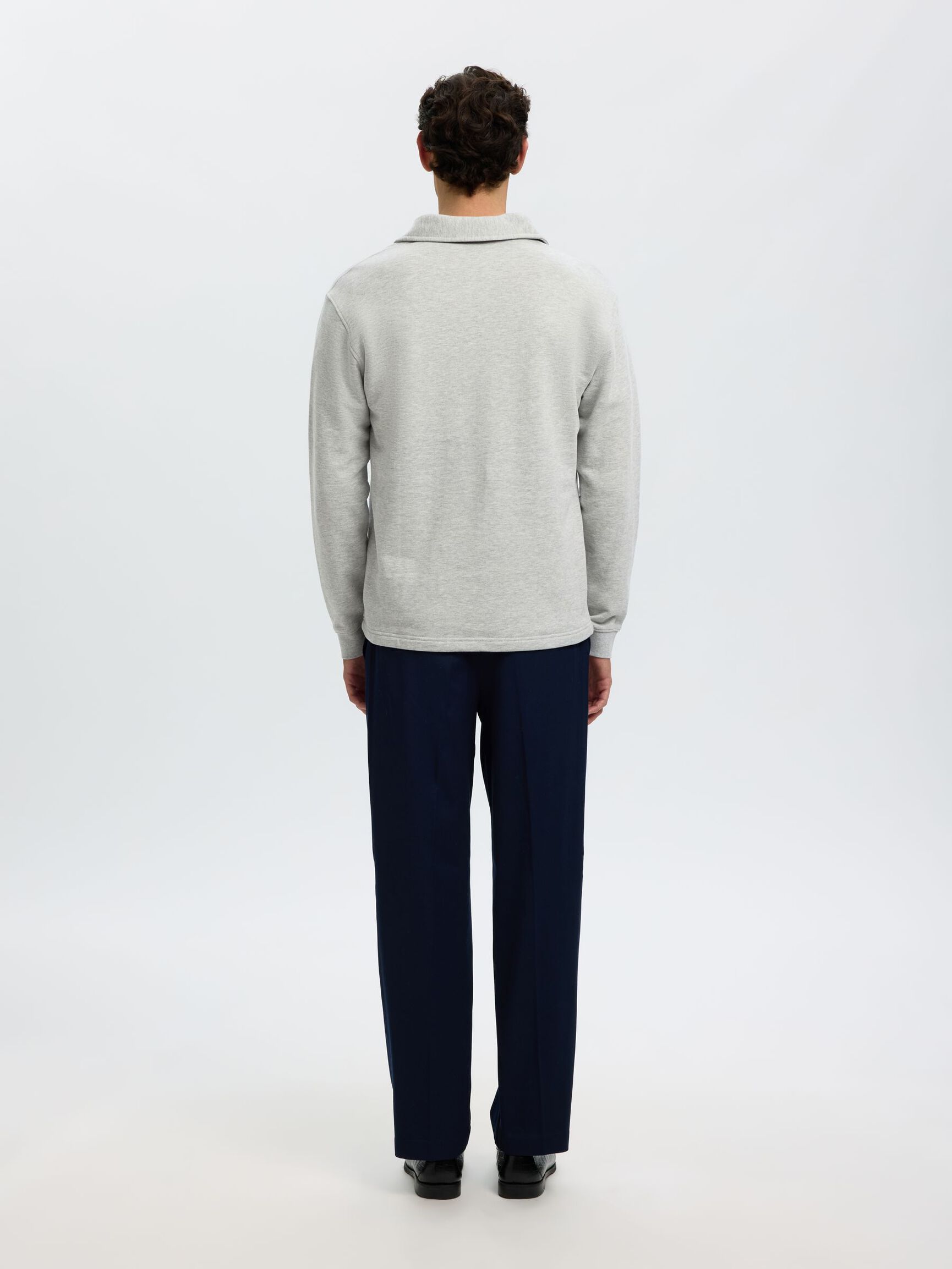 BOMULL MED HALVLÅNGT BLIXTLÅS TRÖJA, Light Grey Melange, highres