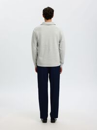 BOMULL MED HALVLÅNGT BLIXTLÅS TRÖJA, Light Grey Melange, highres