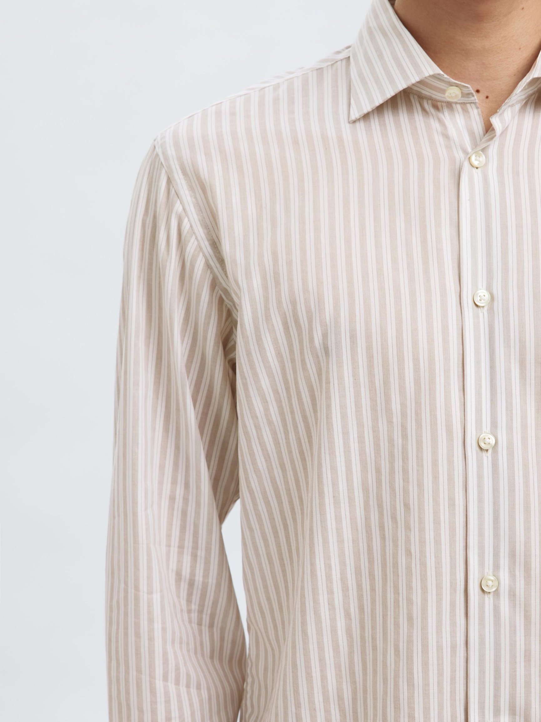COTTON SLIM FIT SHIRT, Bright White, highres