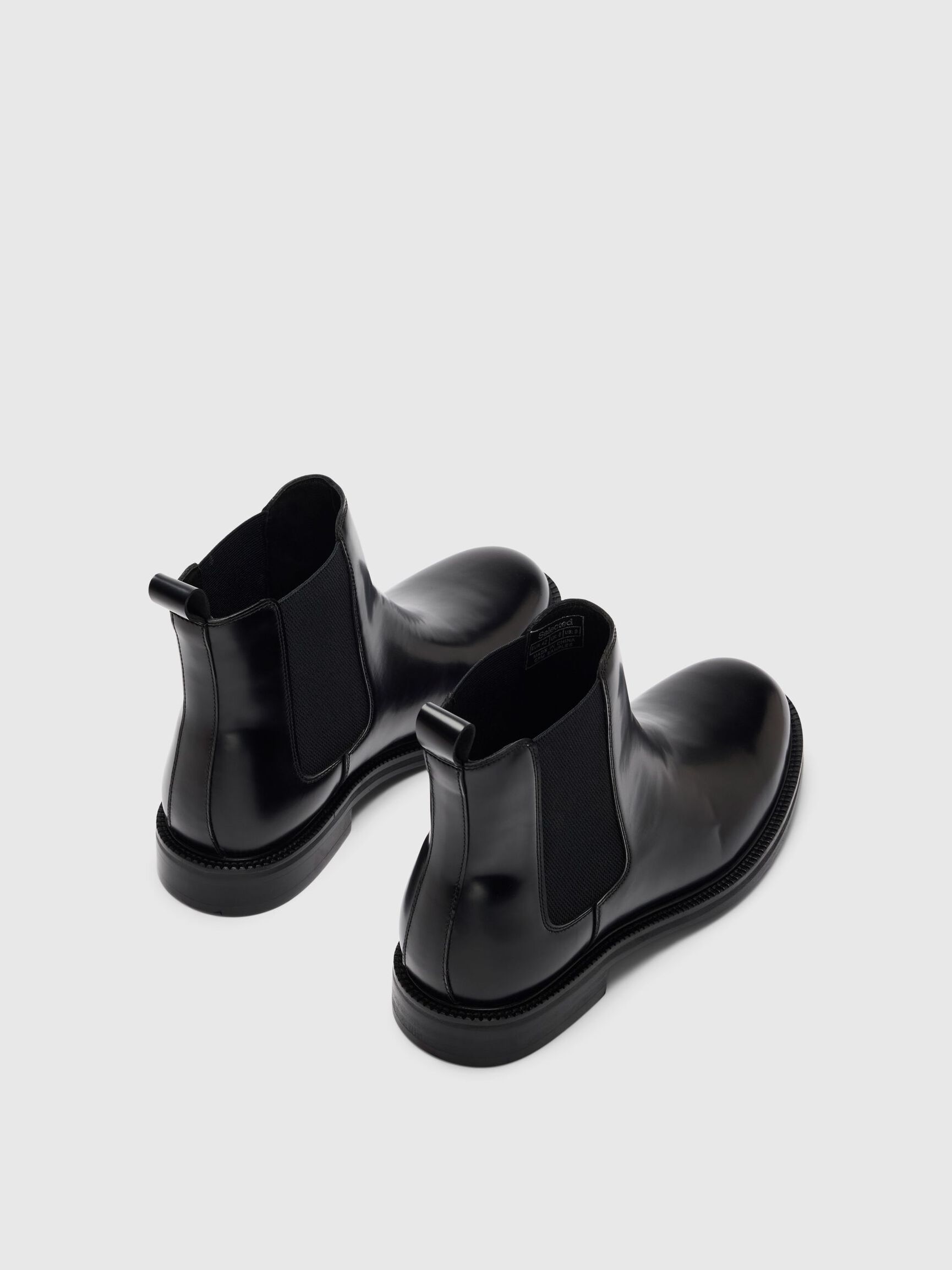 LEATHER CHELSEA BOOTS, Black, highres