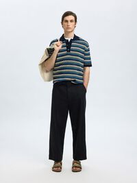 MET KORTE MOUWEN GEBREIDE POLO, Sky Captain, highres