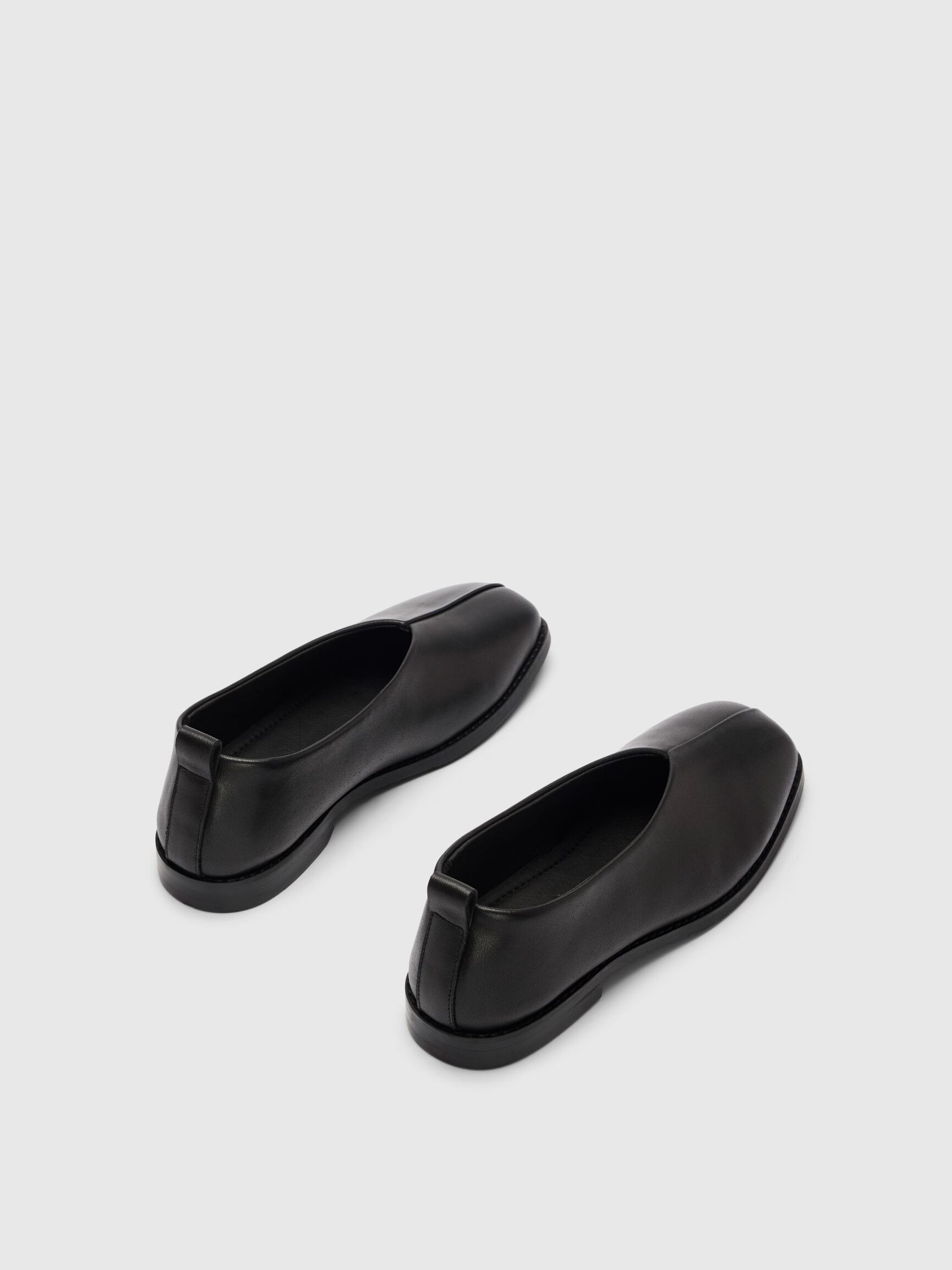 SQUARE TOE LEDERHALBSCHUHE, Black, highres
