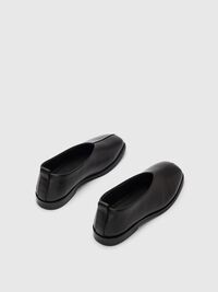SQUARE TOE LEDERHALBSCHUHE, Black, highres