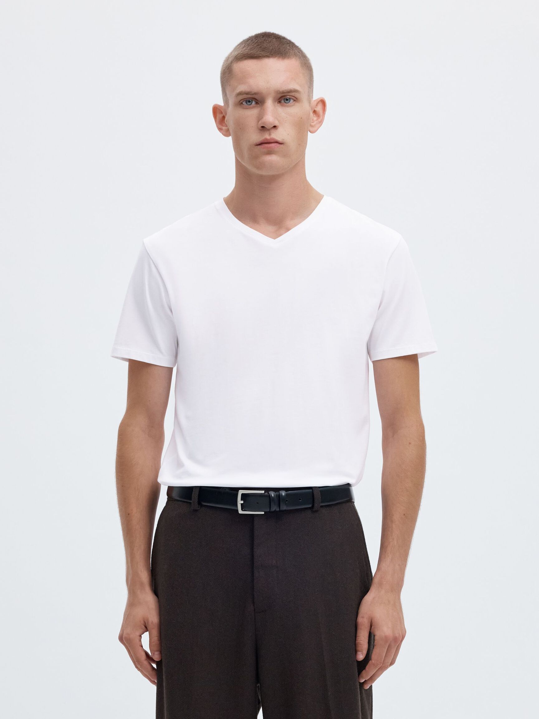 V-NECK T-SHIRT, Bright White, highres