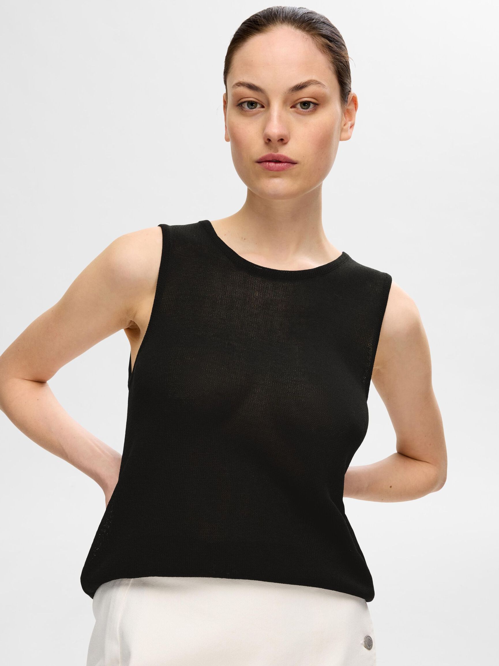 STRICK TANKTOP, Black, highres