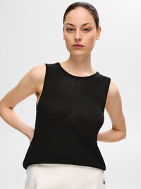 KNITTED TANK TOP, Black, highres