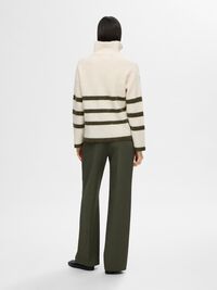 EN LAINE MÉLANGÉE À FERMETURE ÉCLAIR PULLOVER, Birch, highres