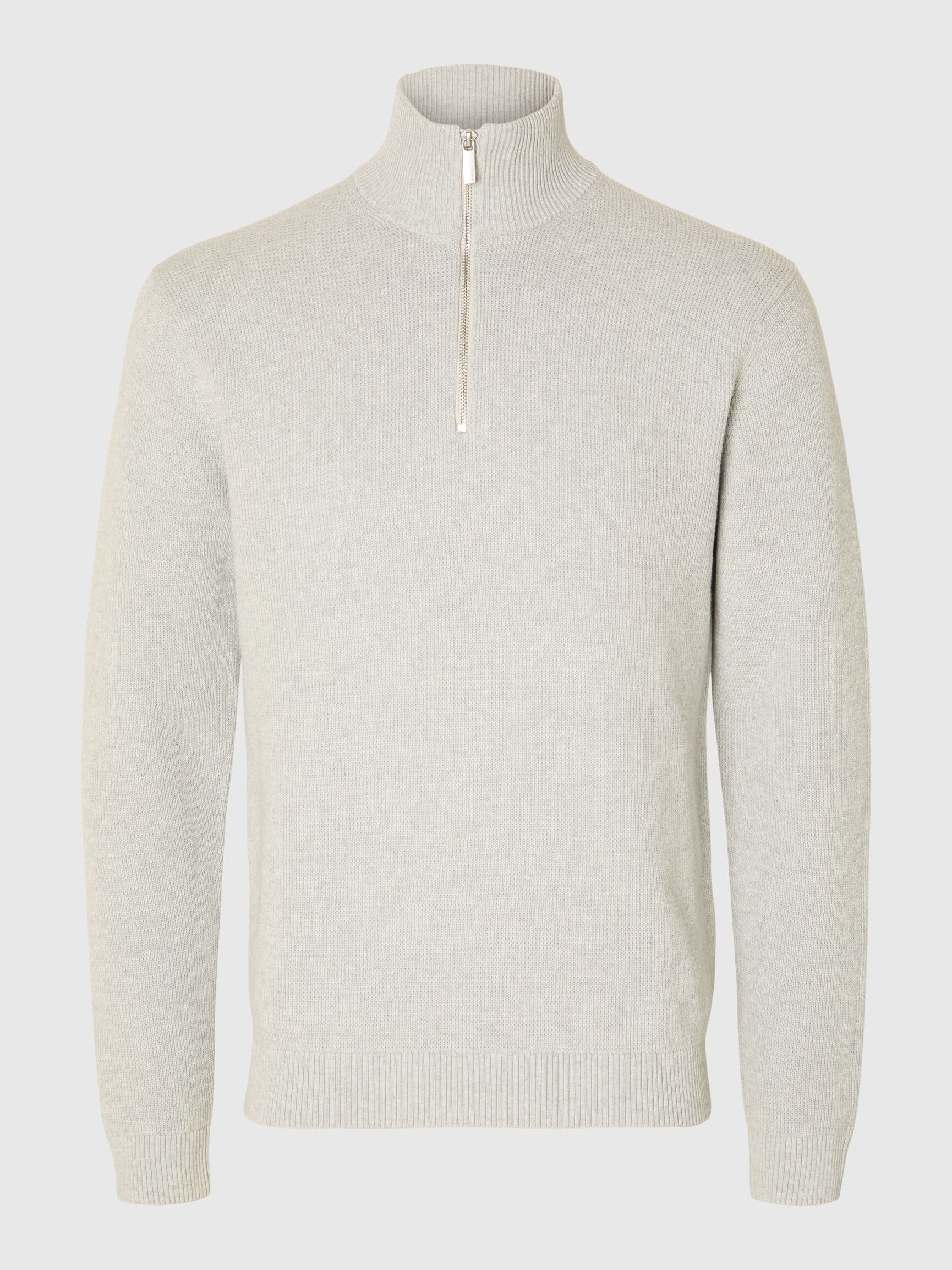 HALF-ZIP PULLOVER, Light Grey Melange, highres