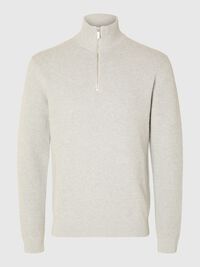 HALF-ZIP PULLOVER, Light Grey Melange, highres