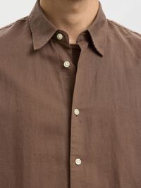 REGULAR FIT LINEN-BLEND SHIRT, Chocolate Chip, highres