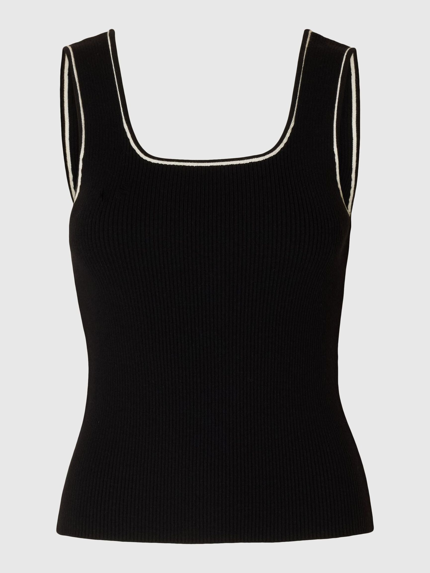 SLEEVELESS KNITTED TOP, Black, highres
