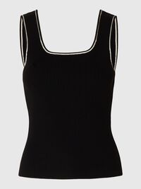 SLEEVELESS KNITTED TOP, Black, highres