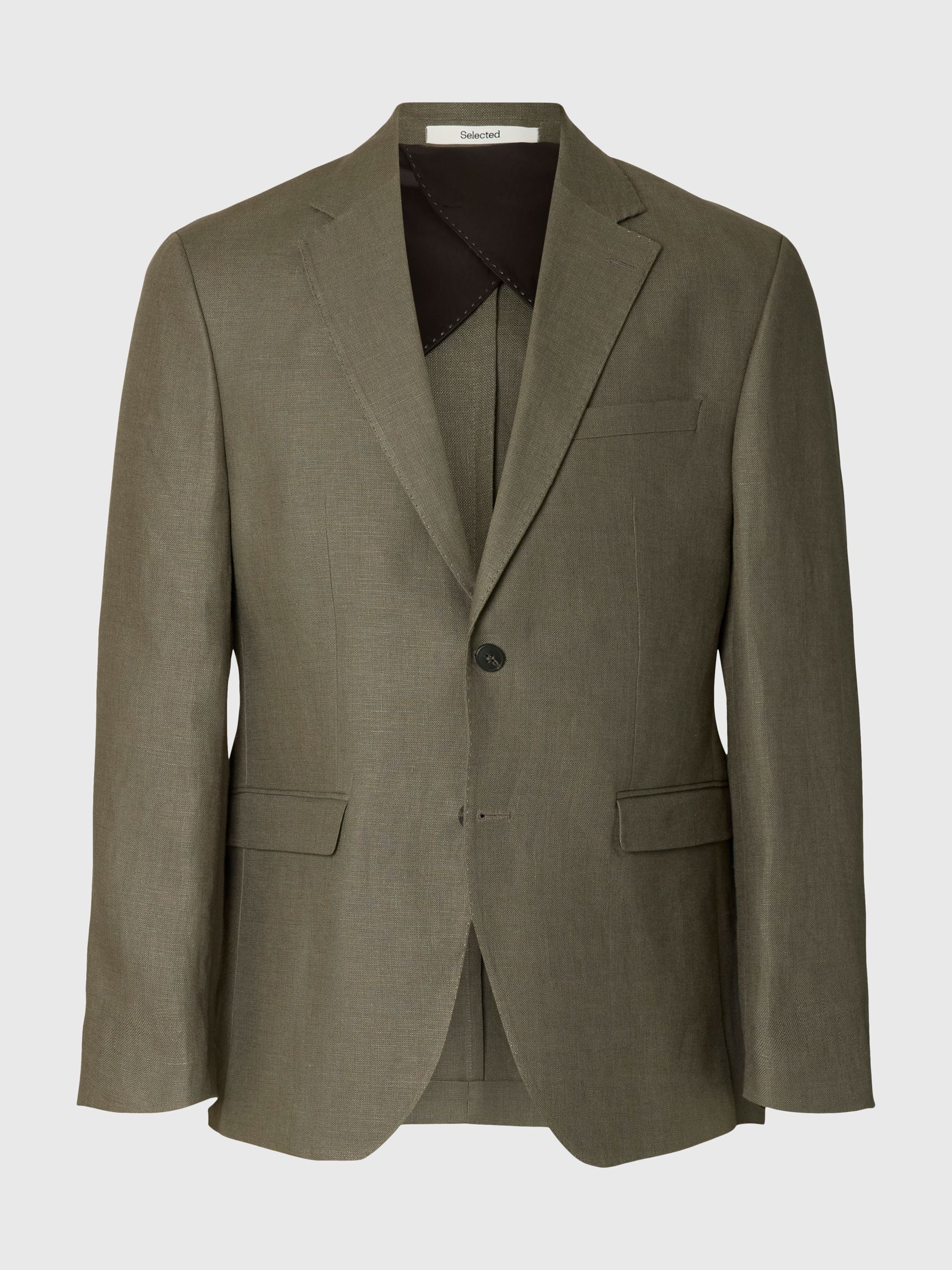 REGULAR FIT LINEN BLAZER, Olive Green, highres