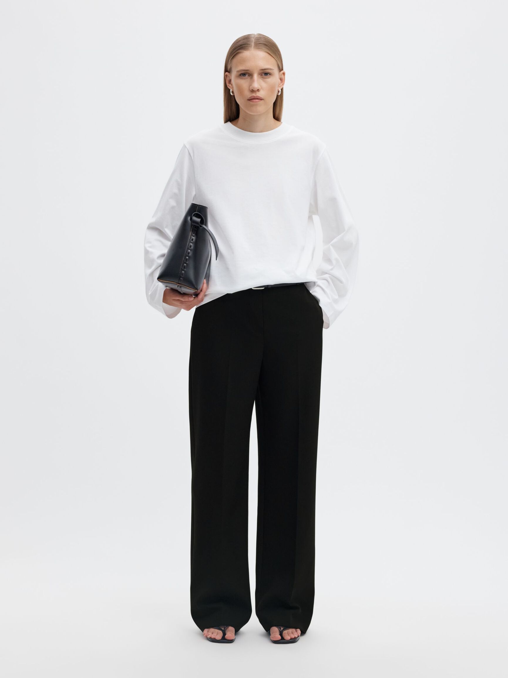  VEYRA ELASTICATED WAIST WIDE-LEG TROUSERS, Black, highres