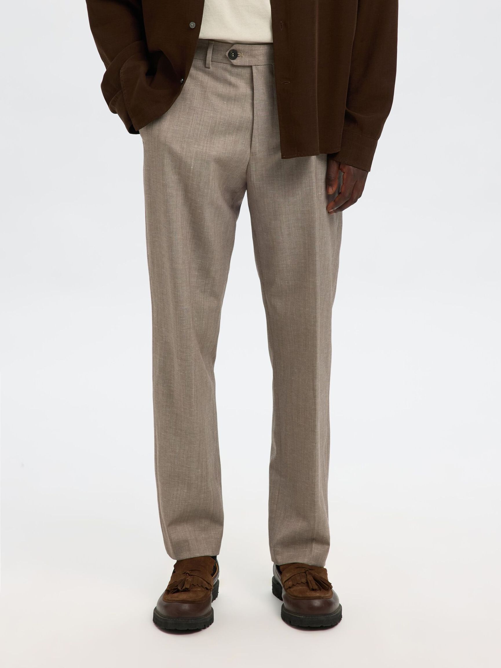 REGULAR FIT WOLLMIX ANZUGHOSE, Oatmeal, highres