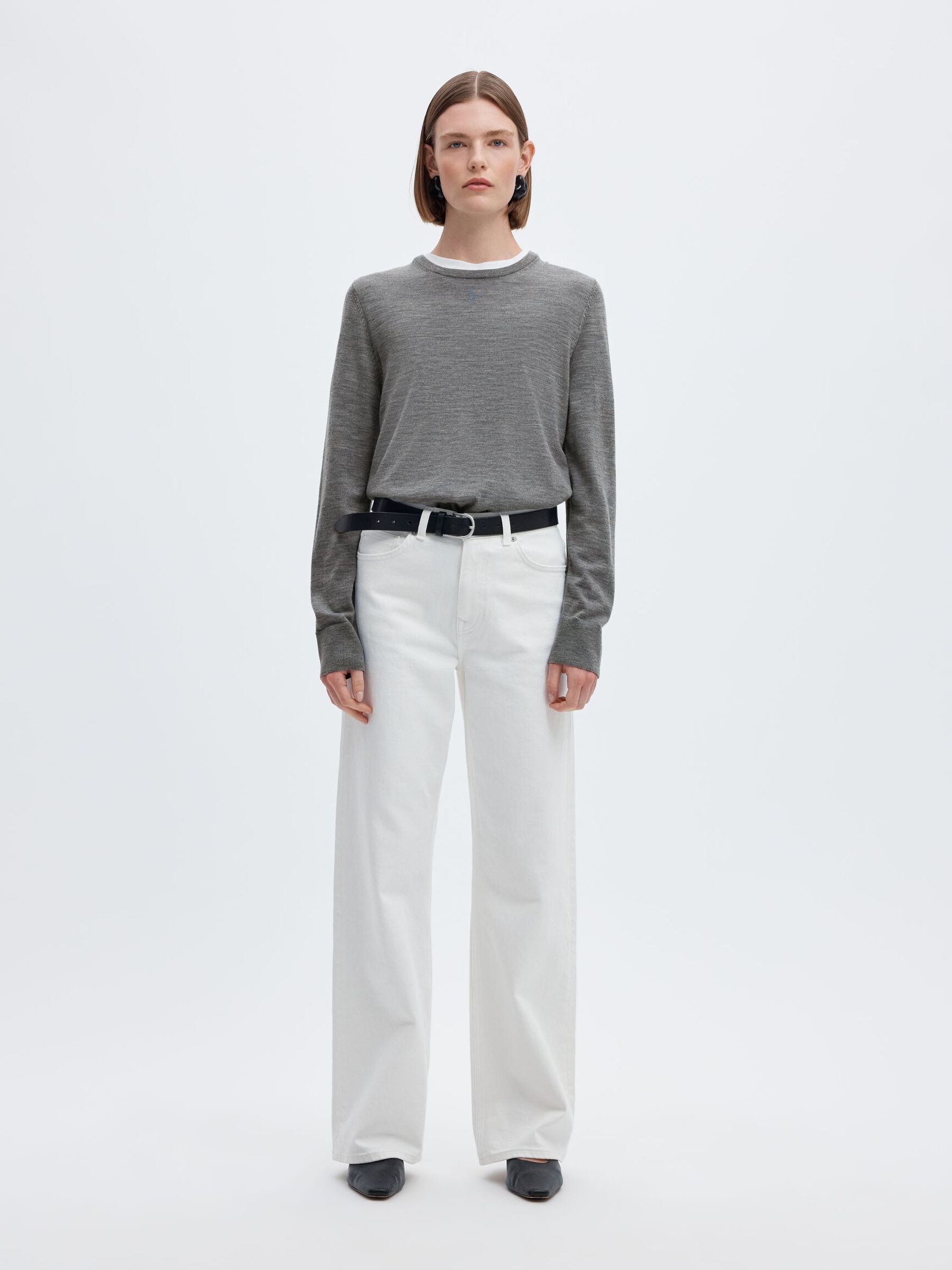 100% MERINO WOOL PULLOVER, Medium Grey Melange, highres