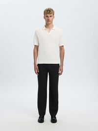 REGULAR FIT WOOL BLEND TROUSERS, Black, highres