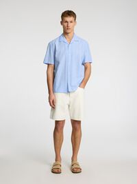 LIN MÉLANGÉ CHEMISE À MANCHES COURTES, Cashmere Blue, highres