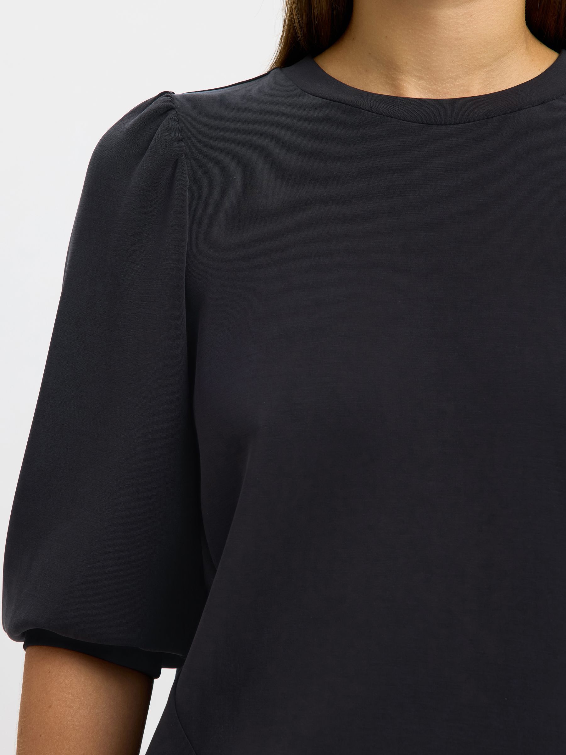 PUFF SLEEVE SWEATSHIRT | Black | Selected