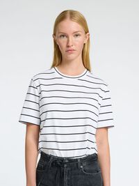 STRIPED BOXY FIT T-SHIRT, Bright White, highres