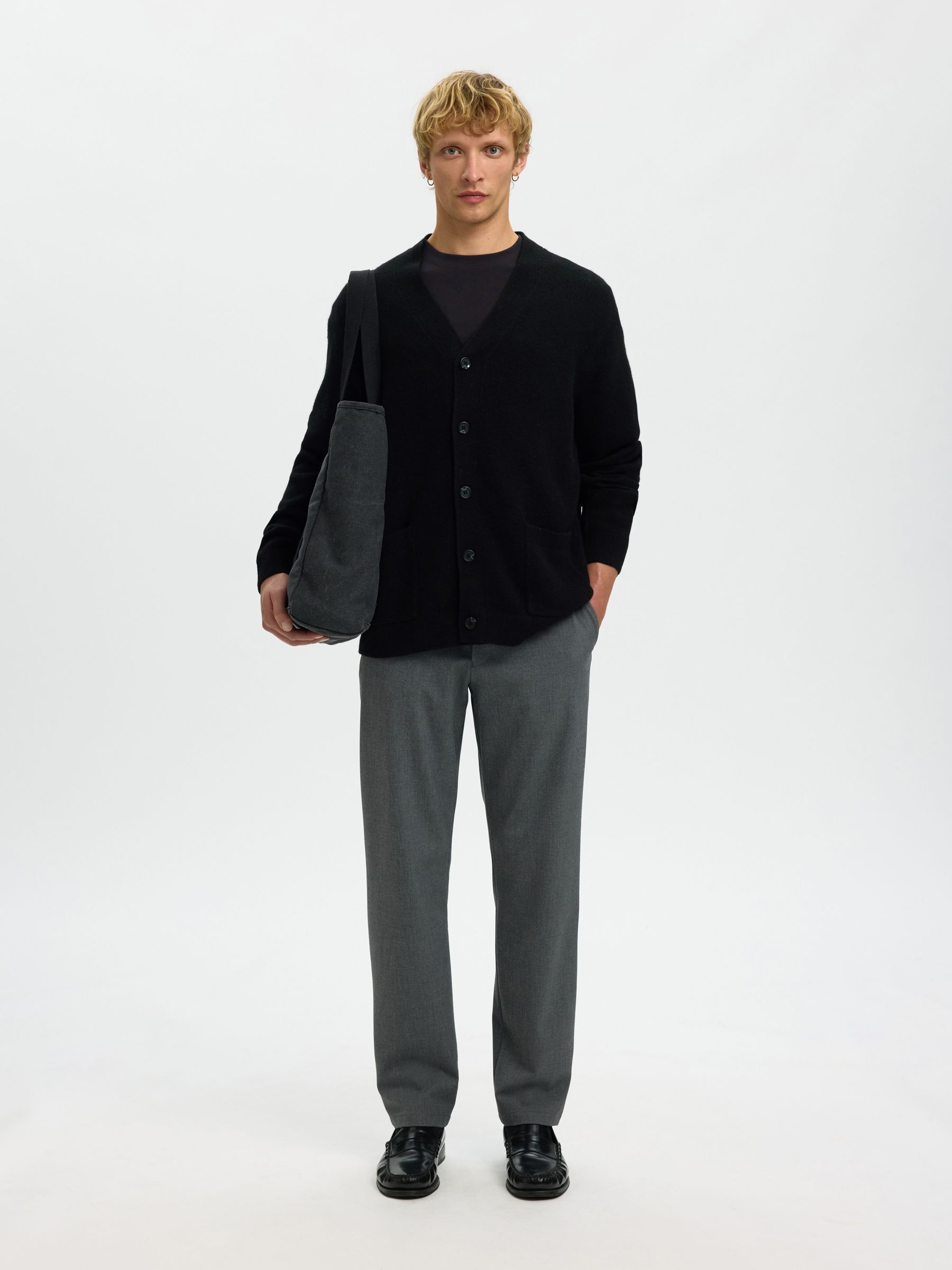 LAINE MÉLANGÉE CARDIGAN, Black, highres