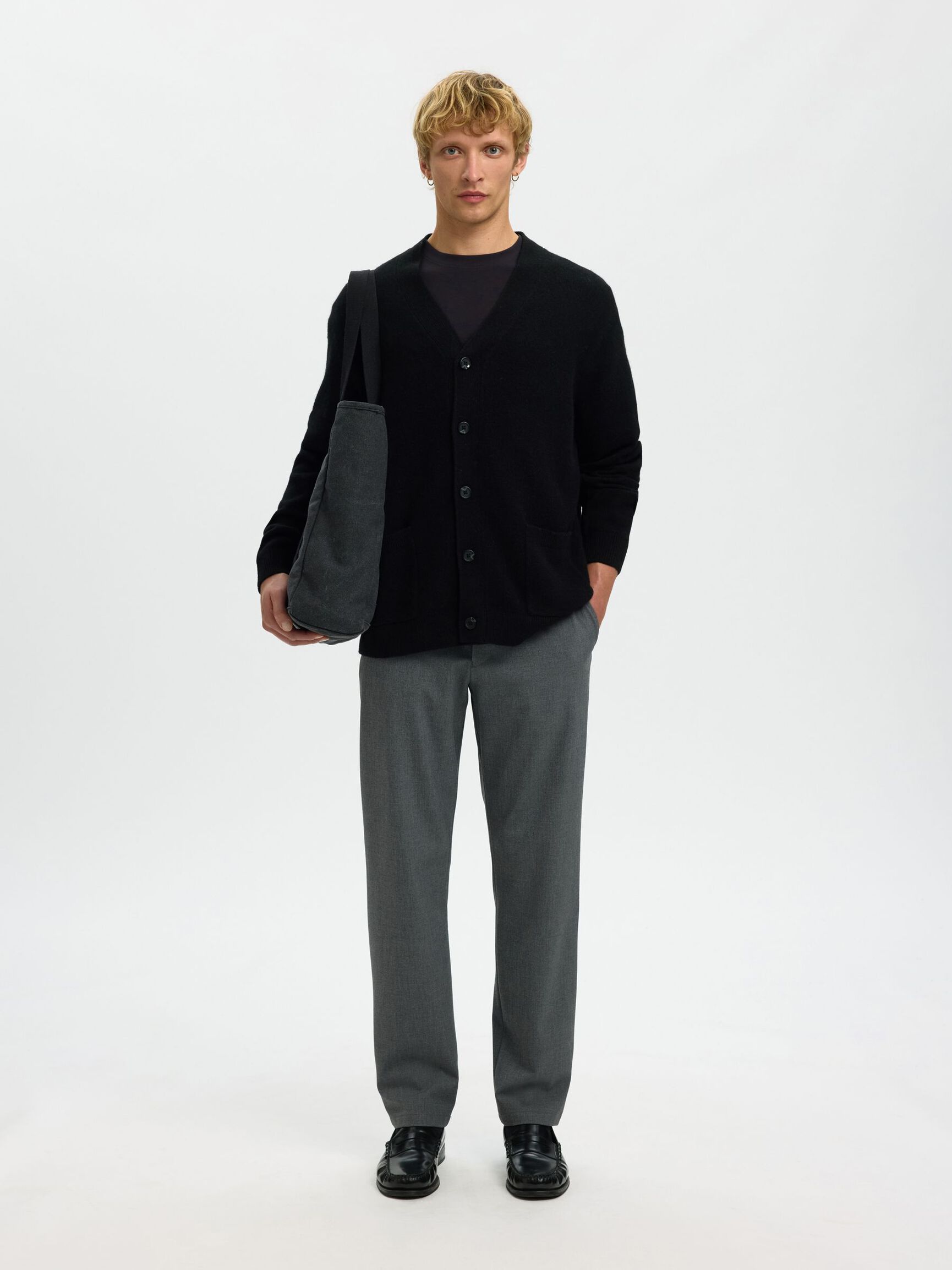 LAINE MÉLANGÉE CARDIGAN, Black, highres