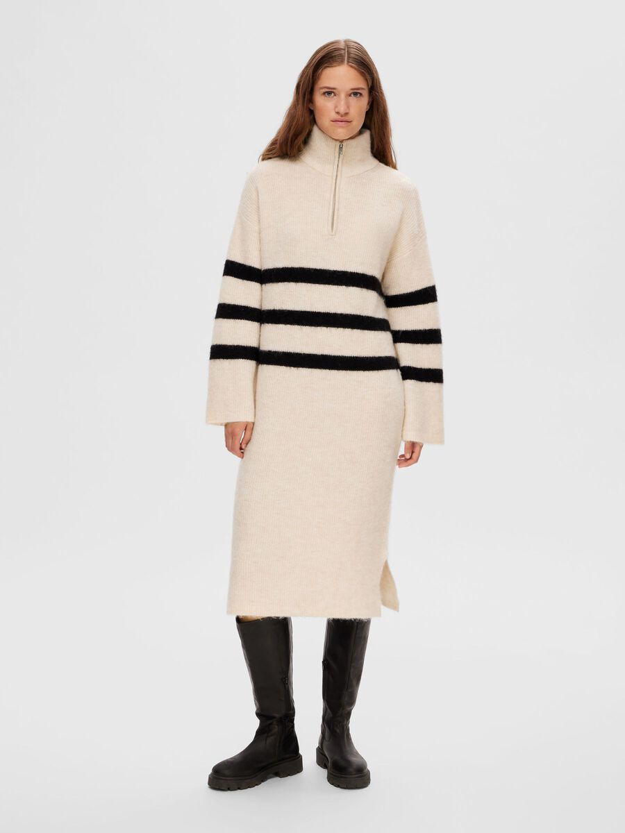 Selected GESTREEPT WOLMIX MIDI JURK, Birch, highres - 16092067_Birch_1069522_003.jpg