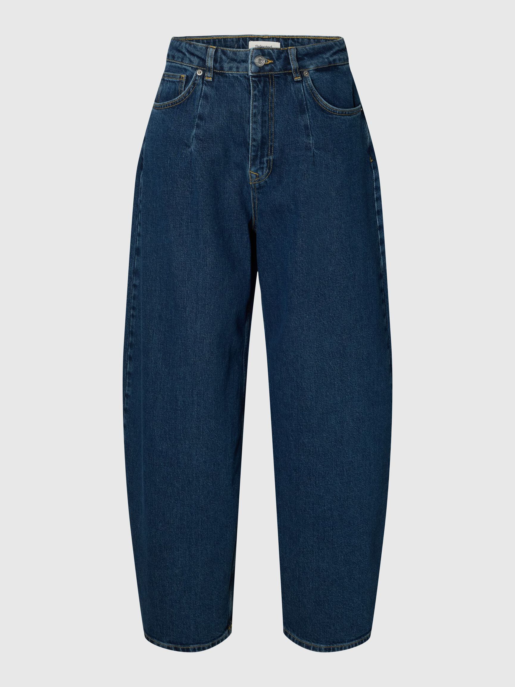 HIGH WAIST BARREL FIT JEANS, Medium Blue Denim, highres