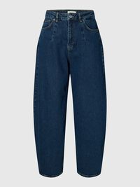 HIGH WAIST BARREL FIT JEANS, Medium Blue Denim, highres