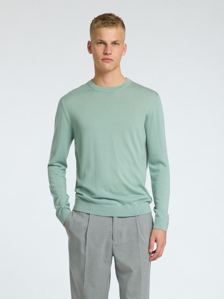 Selected 100% MERINOWOL PULLOVER MET RONDE HALS, Iceberg Green, highres - 16094647_IcebergGreen_003.jpg