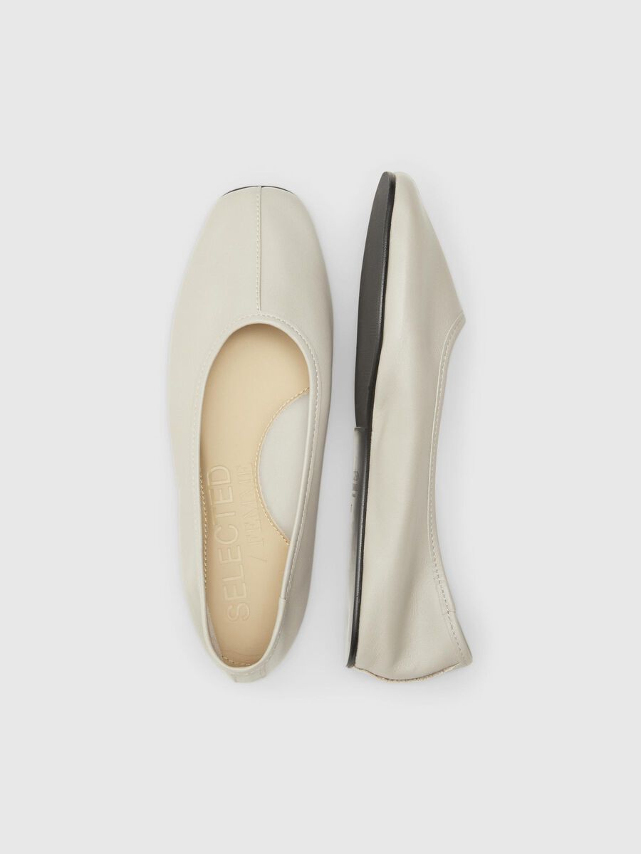 Selected LEATHER BALLET FLATS, Greige, highres - 16092704_Greige_005.jpg