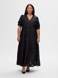 BLOMSTRET VISKOSEBLANDING MAXIKJOLE, Dark Sapphire, highres