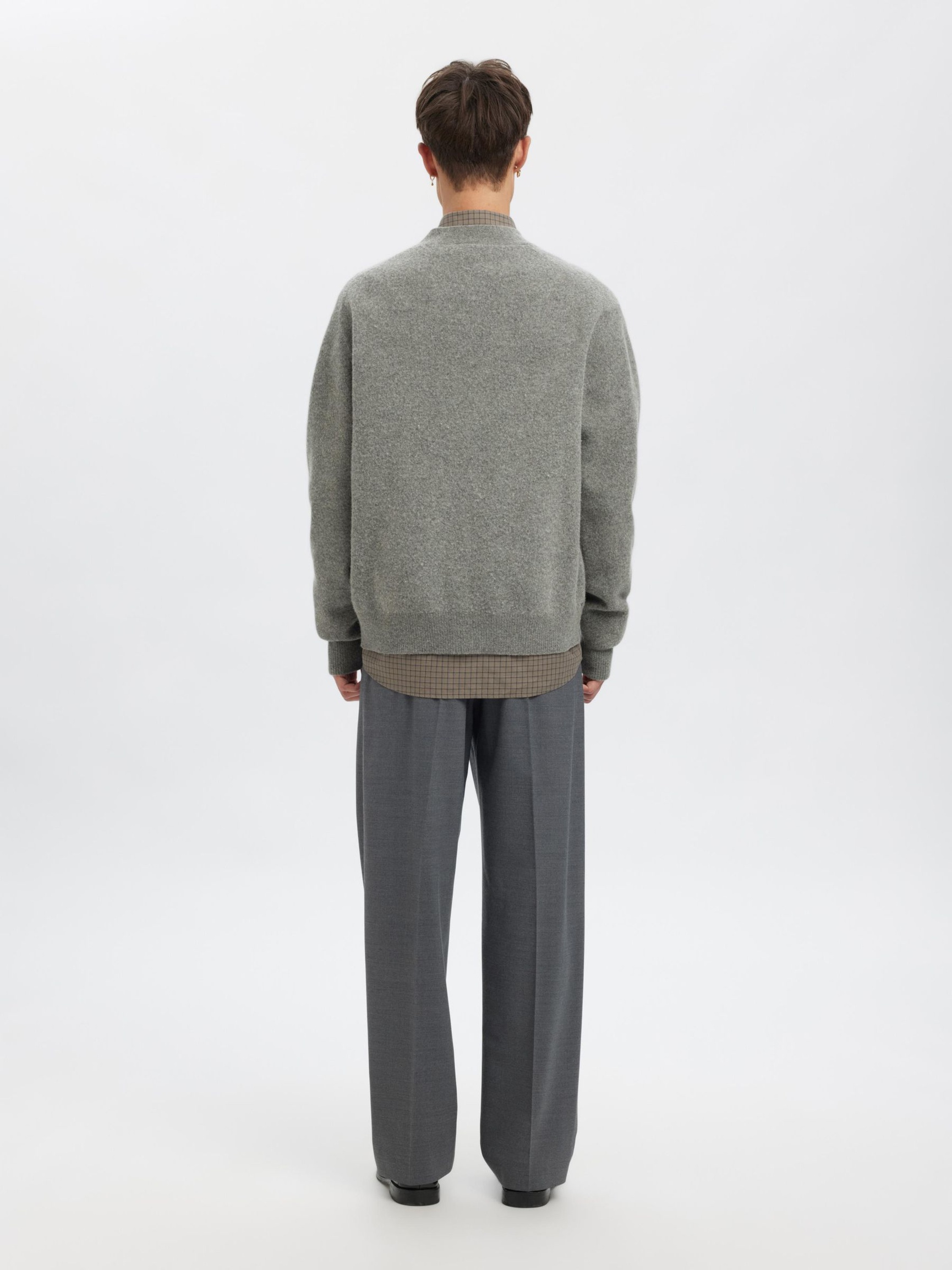 MERINO WOOL CARDIGAN, Medium Grey Melange, highres