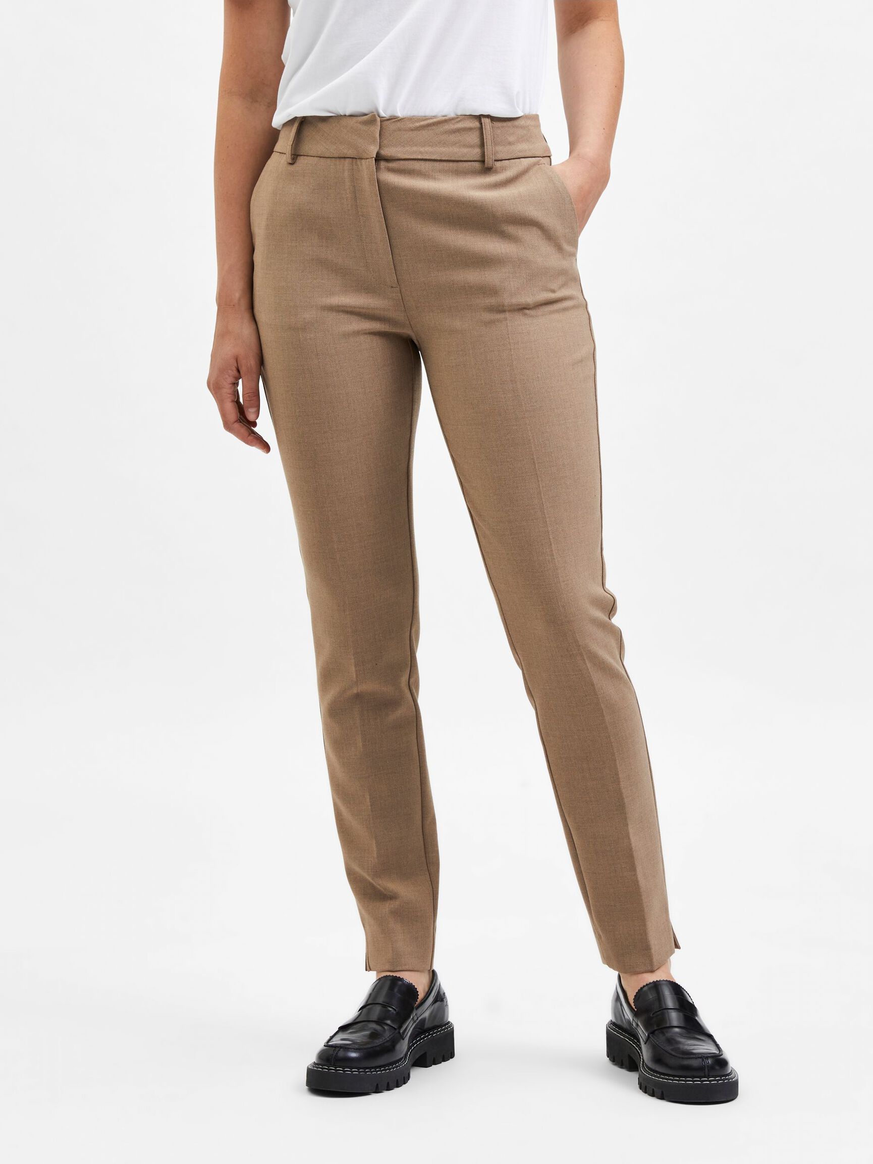 VISCOSE BLEND TROUSERS, Camel, highres