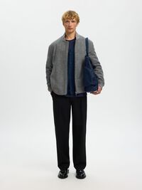 WOOL BLEND BOMBER JACKET, Dark Grey, highres