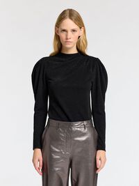 DRAPEADO TOP DE MANGA LARGA, Black, highres