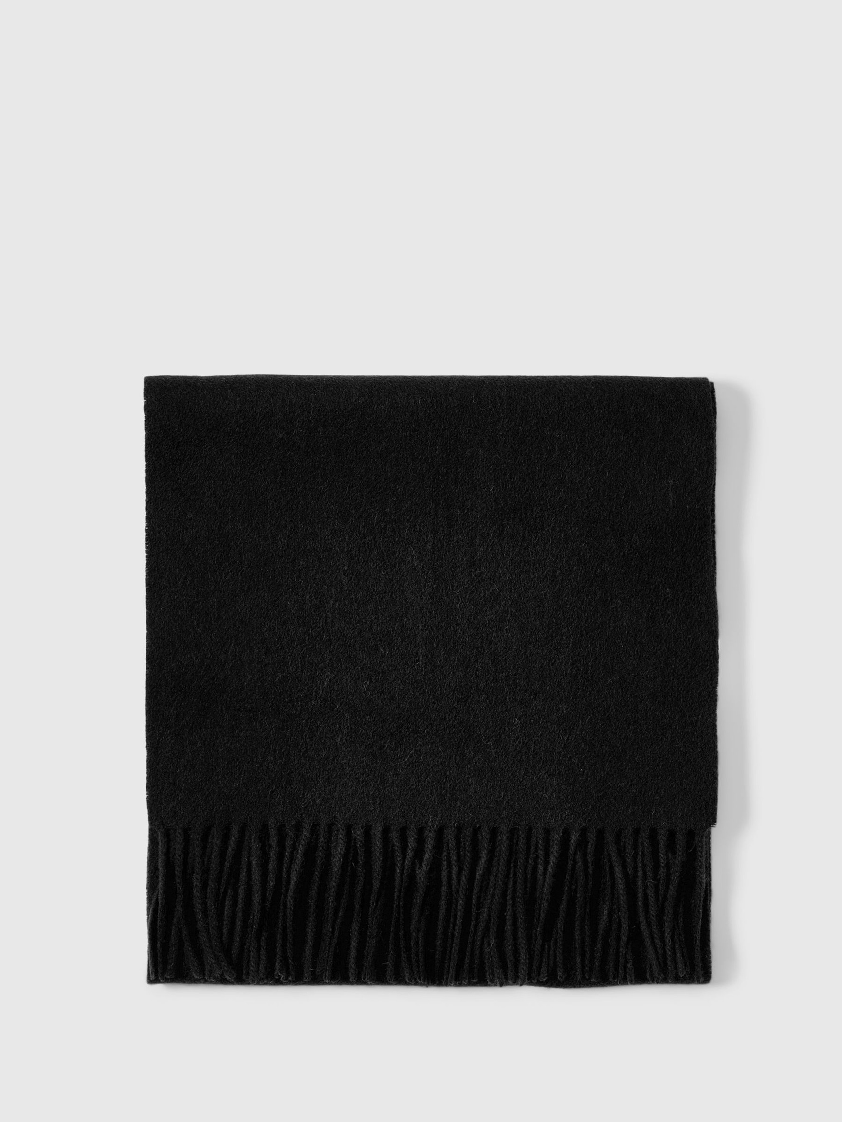 WOOL SCARF, Black, highres