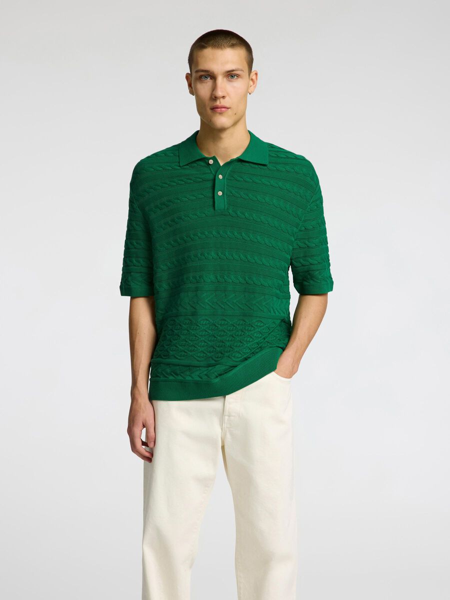 Selected KURZÄRMELIGES POLOHEMD AUS STRICK, Verdant Green, highres - 16098864_VerdantGreen_003.jpg