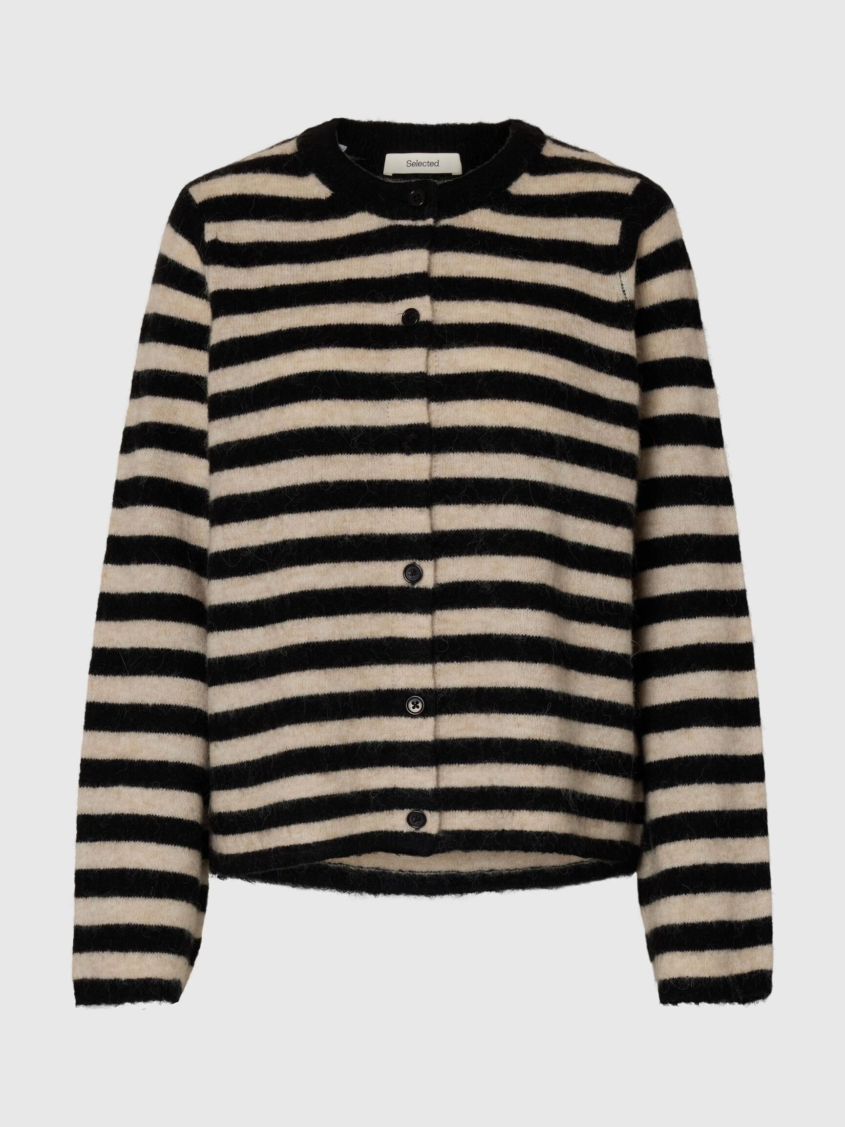 ULDBLANDING STRIKKET CARDIGAN, Black, highres