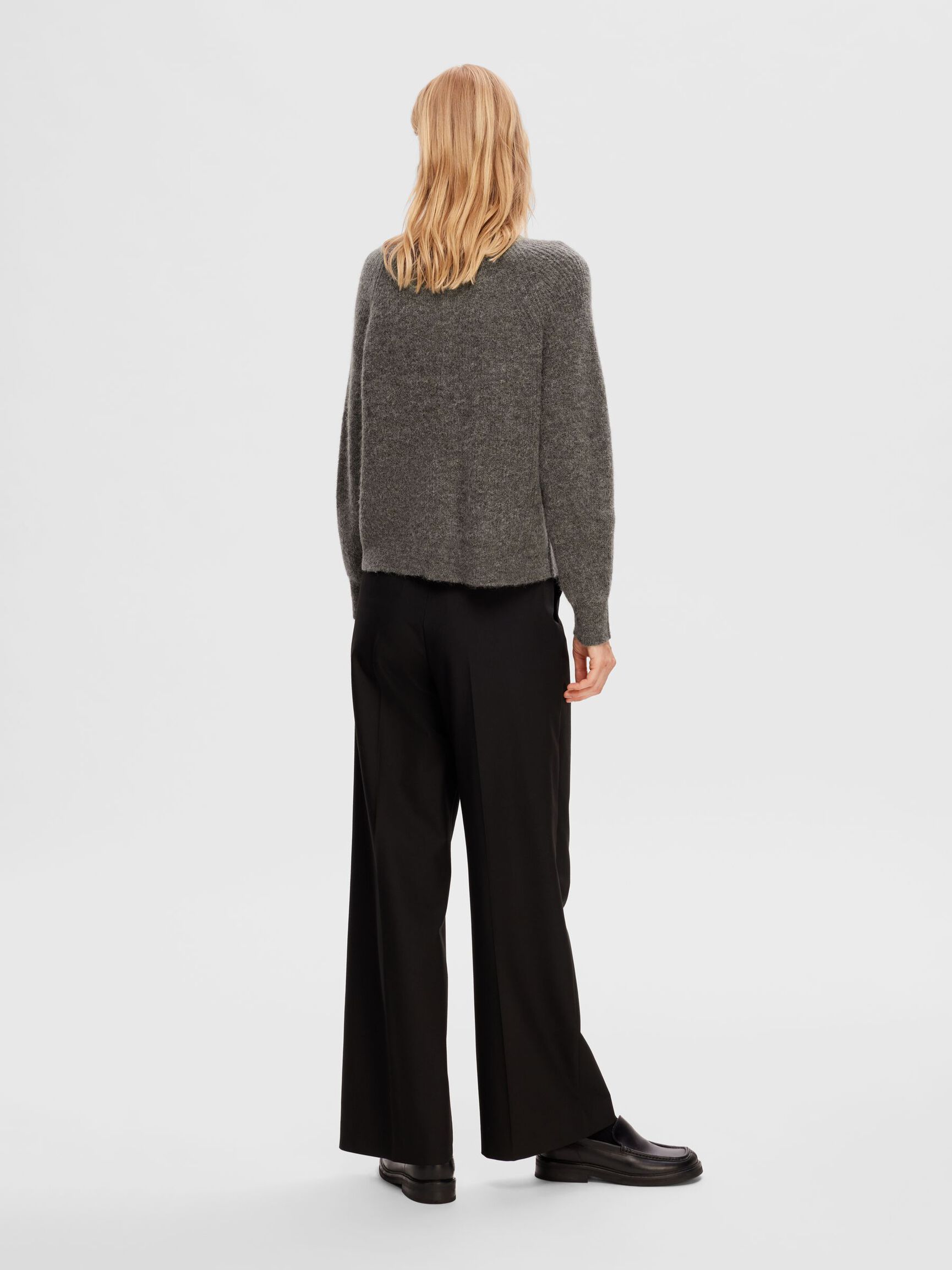 LONG-SLEEVED CARDIGAN, Medium Grey Melange, highres